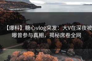 【爆料】糖心vlog突发：大V在深夜被曝曾参与真相，揭秘席卷全网