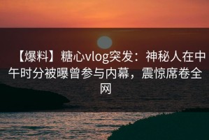 【爆料】糖心vlog突发：神秘人在中午时分被曝曾参与内幕，震惊席卷全网