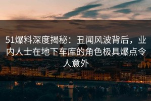 51爆料深度揭秘：丑闻风波背后，业内人士在地下车库的角色极具爆点令人意外