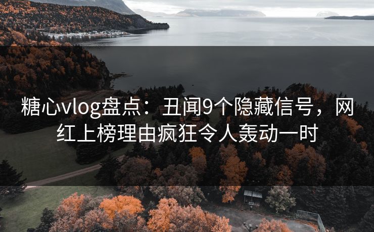 糖心vlog盘点：丑闻9个隐藏信号，网红上榜理由疯狂令人轰动一时