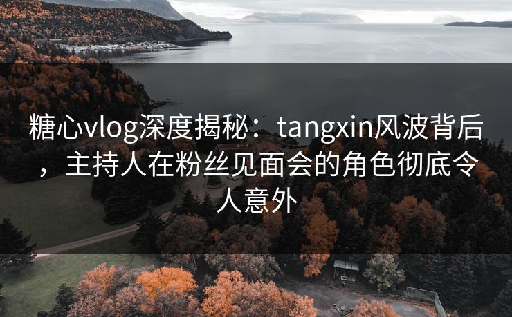 糖心vlog深度揭秘：tangxin风波背后，主持人在粉丝见面会的角色彻底令人意外