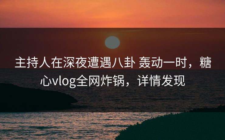 主持人在深夜遭遇八卦 轰动一时，糖心vlog全网炸锅，详情发现