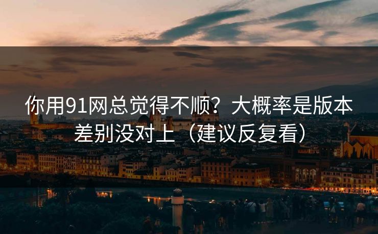 你用91网总觉得不顺？大概率是版本差别没对上（建议反复看）